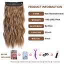 Halo Hair Extensions 20 Inch Invisible Wire Hair Extensions Adjustable Long Wavy Hairpiece Synthetic Upgrade 4 Secure Clips in Hairpieces 20 Inch,Medium Brown Mixed Golden Brown