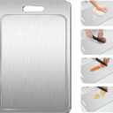 Titanium Cutting Board 100% Pure Cutting Boards With Juice Groove Metal Grade Food Double Sided Chopping Board for Cutting Meats Vegetables Fruits(Titanium-Large) (18.1"L x 11.8"W)