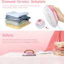 Newbealer Travel Iron with Global Voltage, 100-240V Mini Dry Iron for Clothes (No Steam), Max 300W, 60s Heat Up, 302 Non-Stick Ceramic Soleplate, 0.8lbs Ultra-Lightweight (Pink)