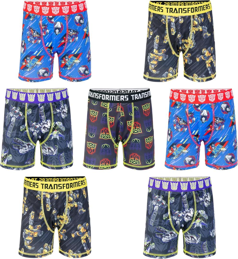 Transformers Boys' 7-pack Athletic Boxer Briefs With in Sizes 2/3t, 4, 6, 8 & 10 (Black, S)