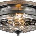 Edwarmlux Flush Mount Ceiling Lights, 2-Light Farmhouse Close to Ceiling Light, Industrial Ceiling Lighting Fixture for Kitchen Hallway Bedroom Living Room Stairways Porch (Water Ripple Glass)