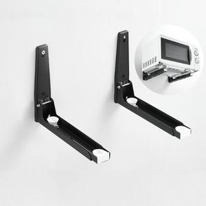 304 Stainless Steel Microwave Shelf Wall Mount,Microwave mounting kit, Foldable, 8 x 8.5 inches, Set of 2 (Black)
