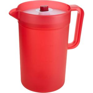 GoodCook 1-Gallon Plastic Airtight Pitcher with Vacuum Seal Lid, 1 Gallon, Red