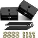 3" Rear Leveling Lift Kit Blocks, Extended Square U-Bolts Black Leveling Kit for 1999-2024 Silverado1500/ Sierra 1500