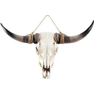 KIWZXKA Cow Skull Wall Decor - Faux Longhorn Skull Faux Taxidermy Head Wall Art Handmade - Large Bull's Head - Farmhouse Wall Sculpture - 31*24*7 Inches