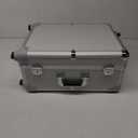 Aluminum Trolley Makeup Train Case with Led Light Rolling Makeup Case with Legs Suitcase Vanity with Lights with Stand Mirror Makeup Vanity Station (21 in, Silvery)