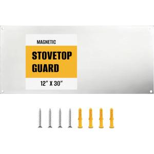 Simetro 12" x 30" Magnetic Stainless Steel Stove Backsplash, Brushed Metal Wall Protector for Kitchen, Ultra Flat Splatter Guard Panel with 4 Pre-Drilled Holes, Easy to Install & Clean, Heat Resistant