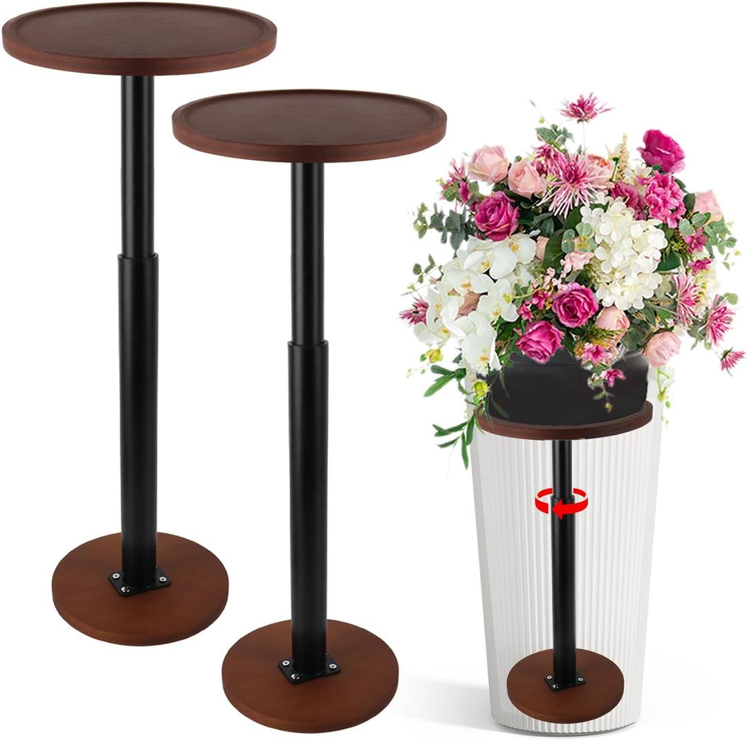 LUTTY 2Set Wooden Adjustable Plant Risers for Inside Pot,13.8-21.7 inches Tall Tapered Plant Riser Fill Bottom of Tall Flower Pots and Large Plants Containers, Rise Filler Riser of Flower Pots