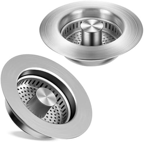 Kitchen Sink Drain Strainer Only 2 Pack, 304 Stainless Steel Pop Up Sink Stopper, Anti-Clogging Sink Drain Strainer for US Standard Kitchen Drain Kitchen Sink Drain Strainer Only 2 Pack, 304 Stainless Steel Pop Up Sink Stopper, Anti-Clogging Sink Drain Strainer for US Standard Kitchen Drain