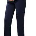 Ecavus Maternity Pants Over The Belly Seamless Stretch Work Pants Dual Length Pregnancy Office Dress Pants with Pockets S