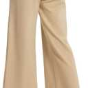 AFITNE Women's Wide Leg Yoga Dress Pants High Waist Stretchy Pull On Work Pants Cropped Casual Lounge Ankle Pants (M, Beig)