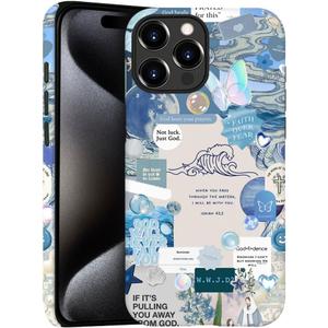 Case for iPhone 15 Pro - Slim Fit Anti-Scratch Phone Case for Girl Women - Bible Verse Christian Faith Collage (Frosted)