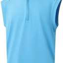 Rouen Mens Vests Outerwear Lightweight Moisture Wicking Midlayer Sleeveless Sports Golf Quarter Zip Pullover Mens Vest, L