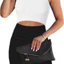 HUUSA Women's Crewneck Sleeveless Cutout Bodycon Mini Dress Casual Summer Slim Fit Cocktail Party Wrap Short Dresses Outfits (Small, White / Black)