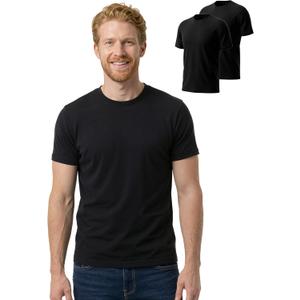 2 Pack 100% Merino Wool T-Shirt for Men, Wool Short Sleeve Slim Fit Base Layer, Breathable Lightweight Undershirt (XX-Large, Black)