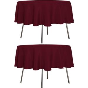 sancua 2 Pack Round Tablecloth 60 Inch Burgundy, Stain and Wrinkle Resistant Table Cloth - Washable Polyester Table Cover for Dining Tables, Buffet Parties and Camping