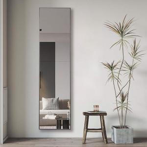 Hexago Rectangle Full Length Mirror, 59"x16", Aluminum Alloy Thin Frame, Floor Standing & Wall Mountable, HD Explosion-Proof Nano Glass for Bedroom, Living Room, Dressing Room (Black)