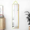 SCWF-GZ 47x14 Mirror Full Body Length Door Hanging/Rope Hang/Wall Mounted Metal Frame Rectangle Mirrors for Bedroom Bathroom Dressing Living Room 47 inch Gold