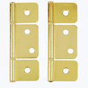 Flag Three Leaf Brass Plated Hinges Bi-Fold & Shutter - Pack of 8 - Non-Mortise Cabinet Hinges - Furniture Hardware - NH8-SB