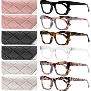 CCVOO Stylish Reading Glasses for Women, Eyeglasses, Blue Light Readers for Women, Computer Eye Glasses, Cheaters (A4 Mix)
