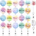 Geyoga 20 Pcs Thank You Badge Reels Retractable Bulk Employee Appreciation Gift with Motivational Quote, Badge Reel for Coworker Teacher Gifts, 10 Styles(Elegant Color,Watercolor)