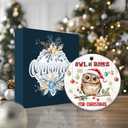 7 x Owl Be Home for Christmas Ornament 2025  Cute Owl Christmas Tree Decoration with Santa Hat, Holiday Pun Ornament, Funny Animal Lover Gift, Ceramic Keepsake Collectible