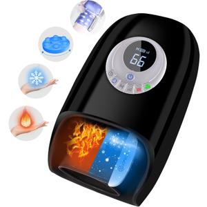 Hand Massager with Heat and Compression, Cordless 3D Kneading Hand and Wrist Massagers for Arthritis and Carpal Tunnel with 6 Modes & 6 Intensities for Finger Pain Relief, Gift for Women Man, Black