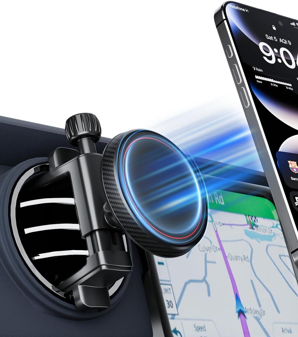 Magnetic Round Vent Car Phone Holder for Jeep Wrangler JL(2018-2025) Gradiator (2020-2024) Compass (2009-2016), Air Vent Car Mount Compatible with MagSafe for iPhone 17 16 15 14 13 12