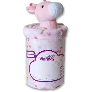 Vianney Baby Girl Blanket Pink Fleece with Giraffes 30x40 Inches Lightweight Cozy Throw for Cribs Strollers Car Seats Machine Washable Infant Receiving Blanket