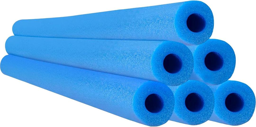 Chochkees Blue Pool Noodles Swimming Hollow Core Foam Tube, Floating Thick Noodles for Floating, Pool Accessories, 52", 6-Pack