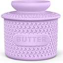 Silicone Butter Crock with Lid, French Butter Dish for Fresh Spreadable Butter, Butter Keeper to Leave On Counter, Butter Container Holder with Water Line for Kitchen and Home Decor-6oz/Purple