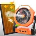 10W Solar Fan with Mister, Misting Camping Fan with Solar Panel, Portable Outdoor Fans, 8 Inch Battery Operated Rechargeable Cooling Fans with Water Spray for Travel/ Beach/ Chicken Coop