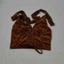 Verdusa Women's Sleeveless Halter Neck Lace Up Front Tie Back Crop Top Rust Brown XS