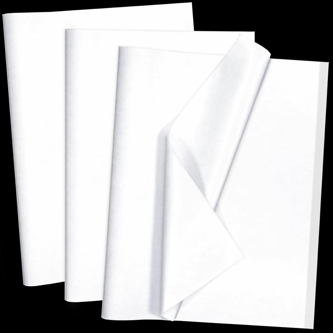 3 x 100 Sheets White Tissue Paper Artdly 14 x 20 Inches Recyclable White Wrapping Paper Bulk for Weddings Birthday DIY Project Festival Wrapping Crafts Decor
