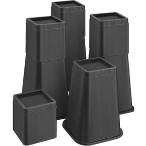 shouwuhho Bed Risers 12 Inch Heavy Duty, Furniture Risers Lifts 12" 8" 4" for Table, Desk Leg, Sofa, Couch, Adjustable Bed Frame Risers Supports Up to 6,000 Lbs, Black