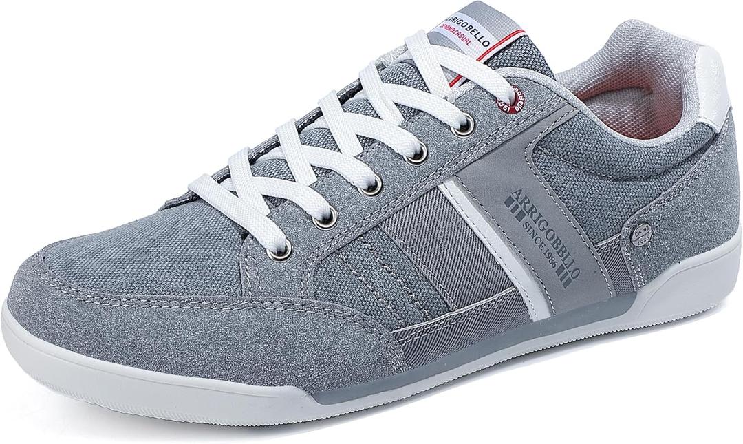 ARRIGO BELLO Mens Casual Shoes Fashion Sneakers Breathable Comfort Classic Lace-Up Low Top Walking Shoes (10, C-grey)