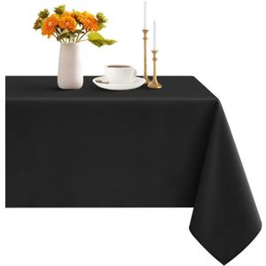 Romanstile Rectangle Tablecloth - Waterproof and Wrinkle Resistant Washable Polyester Table Cloth for Kitchen Dining/Party/Wedding Indoor and Outdoor Use (60 x 84 inch,Black)