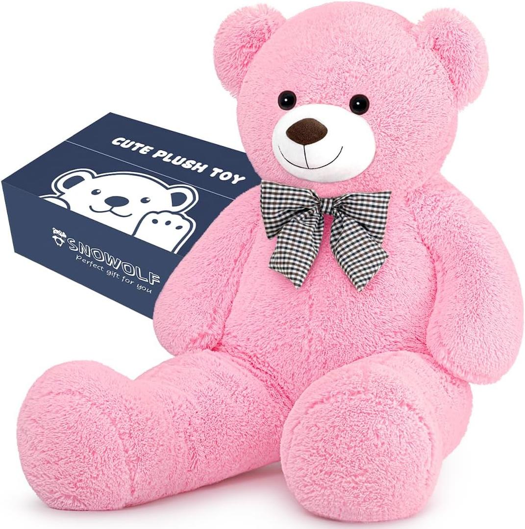 Giant Pink Teddy Bear 47" Stuffed Animals Plush Toy, 4 Feet Cute Life Size Big Soft Bear for Boy Girl Birthday Valentine Mother's Day, 120CM, 5LBs