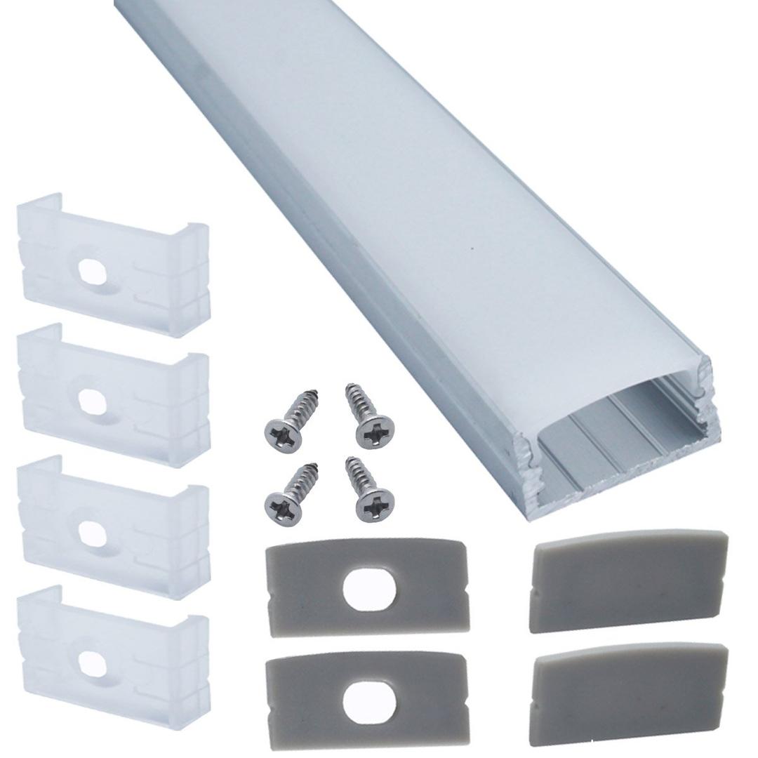Litever 6-Pack LED Strip Aluminum Channels Super Wide, for Mounting 18mm Width 2835 5050 LED Strip,1 Meter / 3.3 FT Aluminum Channels with Diffused Cover, End Caps, Mounting Clips-LL-007-W-[6 Pack]