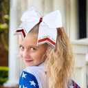 8PCS Glitter Cheer Bow Large White Cheer Bows Rhinestones Hair Bows Girls 8"Cheerleading Bows Bulk Elastic Band Ponytail Holder for Teen Girls College Sports Competition