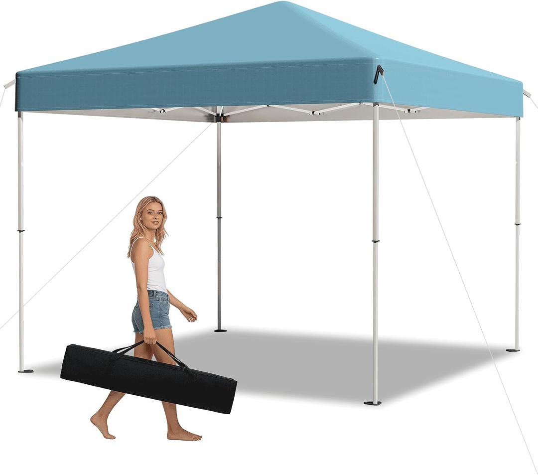 8x8 Pop Up Canopy Tent,Outdoor Canopy with Carry Bag,Easy Up Canopy with 3 Adjustable Height,Outdoor Gazebo Straight Legs,UPF 50+ Event Shelter Tents for Parties,Camping,Market,Patio(Sky Blue)