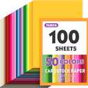 100 Sheets 8.5" X 11" Colored Cardstock, 50 Assorted Colors Construction Paper Card Stock Printer Paper for Printing, Card Making, DIY Crafts, School Supplies, Party Decorations (180GSM/65LB)