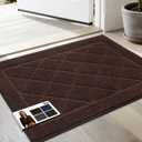 JSEI Dirt Trapper Door Mat 20"x32", Non-Slip Washable Entryway Mats, Dog Door Mat, Stain Resistant and Absorbent Floor Mats, Low Profile Welcome Mat for Front Back Door, Brown