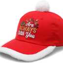 Embroidery Merry Christmas Unisex Hat Santa Trucker Hats, Adjustable Red Santa Baseball Cap, Great Gift for Family (Red)