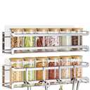 Bunoxea Spice Rack Wall-Mounted 2 Pack, Space-Saving Spice Organizer for Spice Jars and Seasonings,Screw or Adhesive Hanging Spice Rack Organizer for Your Kitchen Cabinet,or Pantry Door,Silver