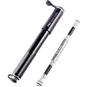 Pro Bike Tool Mini Bike Pump with Gauge - Compact and Portable Bicycle Tire Pump for Fast Inflation - Durable Bicycle Pump Compatible with Presta and Schrader Valves - Essential Mini Bike Accessories (Black)