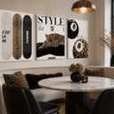 3Pcs Trendy Leopard Canvas Wall Art Preppy Aesthetic Stylish Leopard Painting Picture Wall Decor Funky Lucky 8 Ball Cheetah Poster Print Artwork for Bedroom Living Room Bathroom Home Decoration
