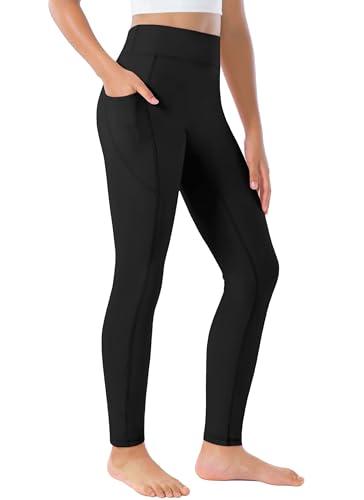 Yitoco Girls Black Leggings with Pockets Athletic High Waisted Kids Workout Dance Running Yoga Pants (Black,9-10 Years, YOYPG03-B-140)