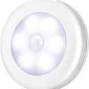 Motion Sensor Night Light, Battery Operated, White | Portable LED Cordless Night Light, Bright Sensor Wall Lamp for Stairs, Wardrobe, Cabinet, Bedroom, Washroom, Garages