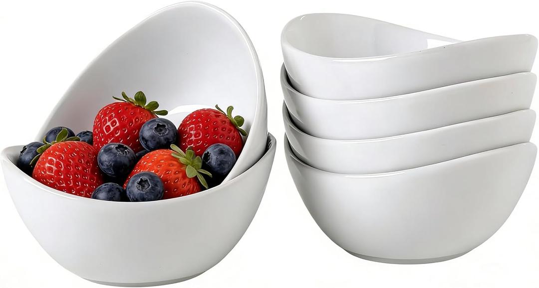 Cereal Bowls Set of 6, 5.5" Small White Ceramic Bowls, for Ice Cream, Yogurt, Cereal, Soup, Dipping Sauces, Appetizer, Stackable Essential Kitchen Bowls for Everyday Use Microwave & Dishwasher Safe